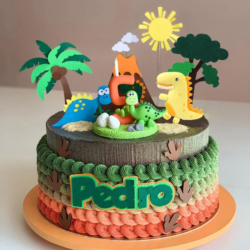 Dinosaurs Edible Cake Scene Cake Topper Birthday Party Supplies 