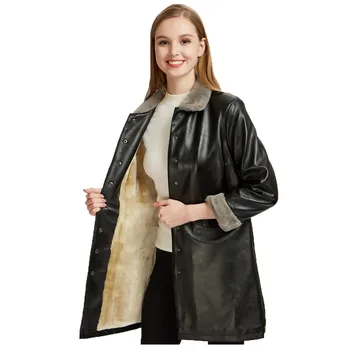 

Faux leather coat black red plus size loose PU tops jacket 2019 autumn winter new lapel fashion plus thick warmth jacket JD686