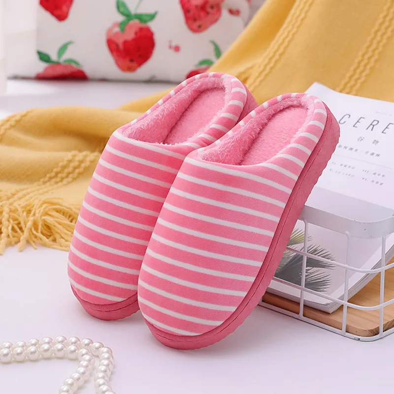 Watermelon Red Women WENYUJH Autumn Winter Slippers Unisex Slippers Fluffy Fur Slip On House Slippers Soft Indoor Warm Home Casual Warm Shoes - Цвет: Watermelon Red Women