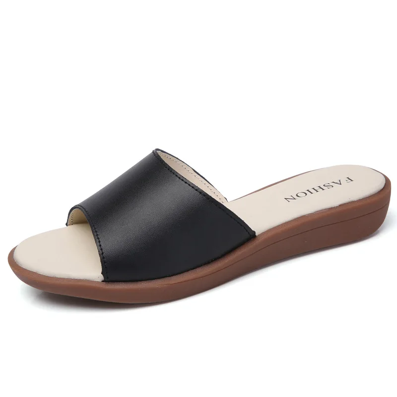 

2018 Spring And Summer Sandals WOMEN'S Shoes Genuine Leather Women's Sandals Flat Anti-slip Pregnant Women Sandals Outer Wear Fa