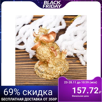 

Figurine "Bull with a jug of money", golden, 5 cm