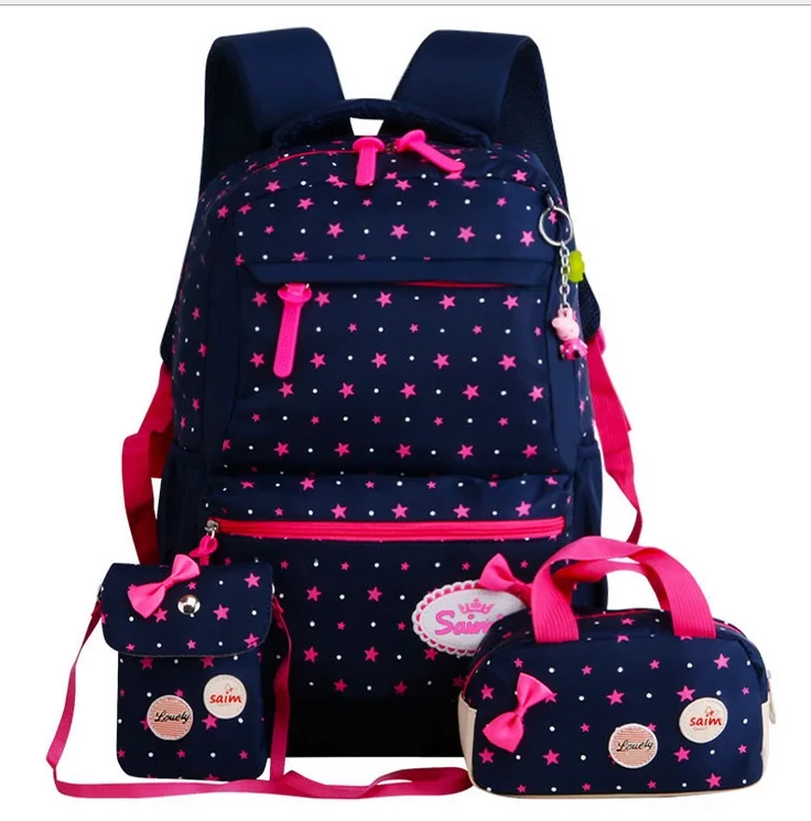 

Hot sale 3pcs casual Star Printing Children School Bags For Girls Teenagers Backpacks 3 color Kids Schoolbags