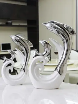 

MODERN CERAMIC DOLPHIN FIGURINES CRAFTS HOME LIVINGROOM TABLE FURNISHING DECORATION HOTEL OFFICE DESKTOP ACCESSORIES ORNAMENTS