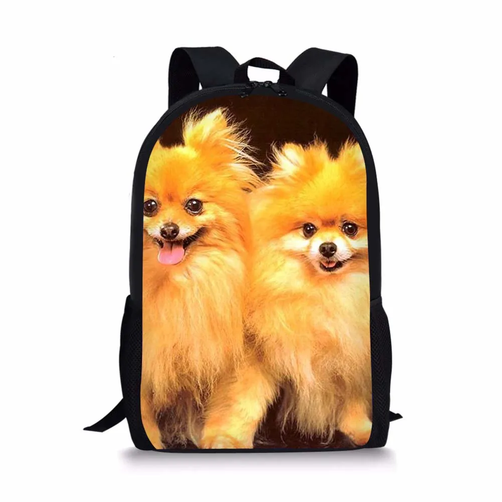 Детские школьные ранцы с милым померанским принтом 3D рисунком животных для