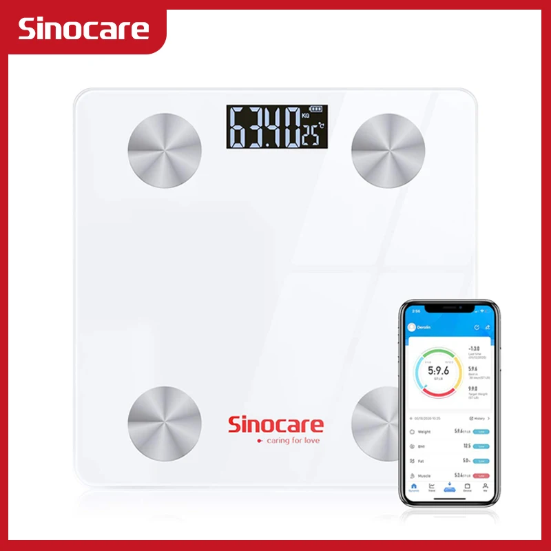 Весы Sinocare для измерения жира тела светодиодный дисплей Bluetooth ванной | Красота и