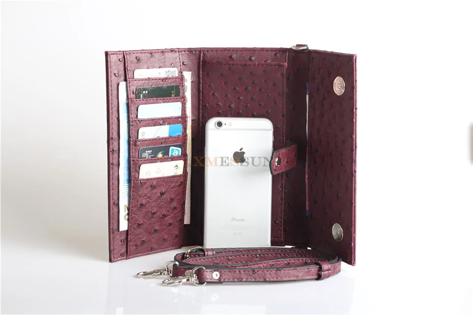 XMESSUN на заказ модный кошелек для телефона из натуральной кожи Страусиная кожаная сумка с отделением для карт сумка для телефона через плечо