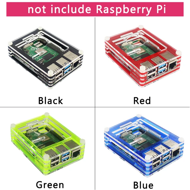 Raspberry Pi 4 Model B 9 Layer Acrylic Case Transparent Box Black Shell | Cooling Fan | Matel Cover for Raspbberry Pi 4 2