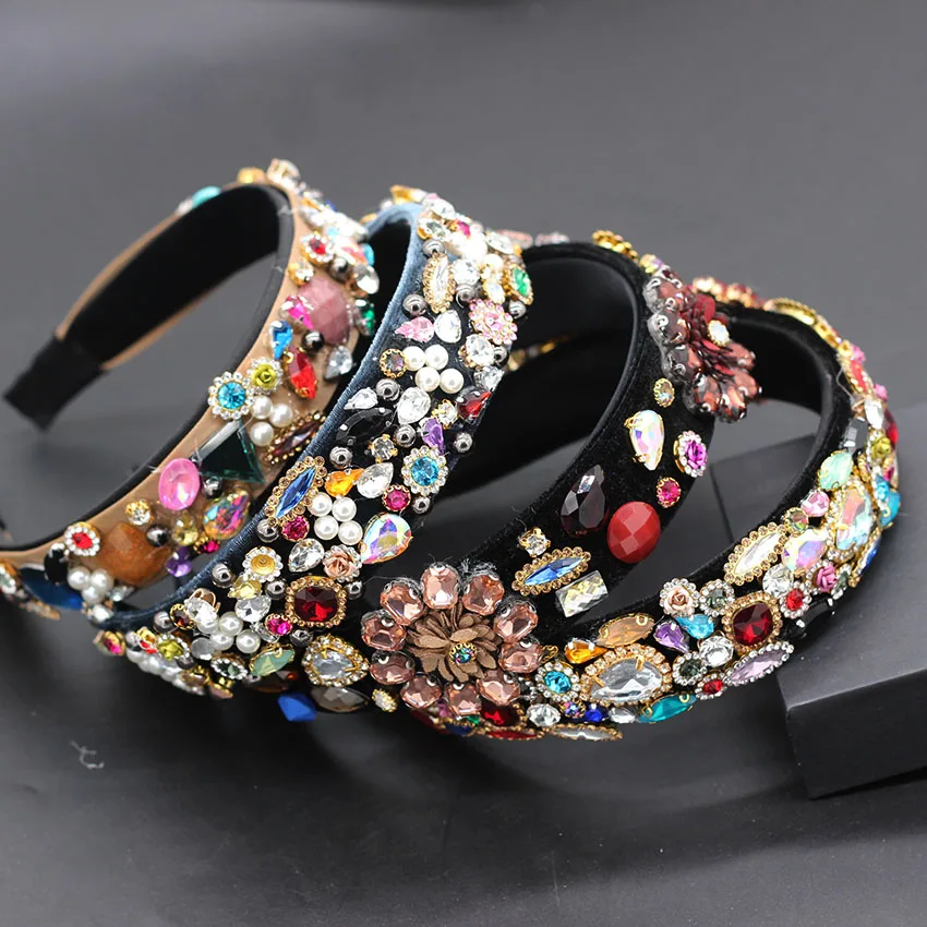 

Gorgeous colored rhinestone headband New Baroque luxury fashion wild flannel set color rhinestone headband 732