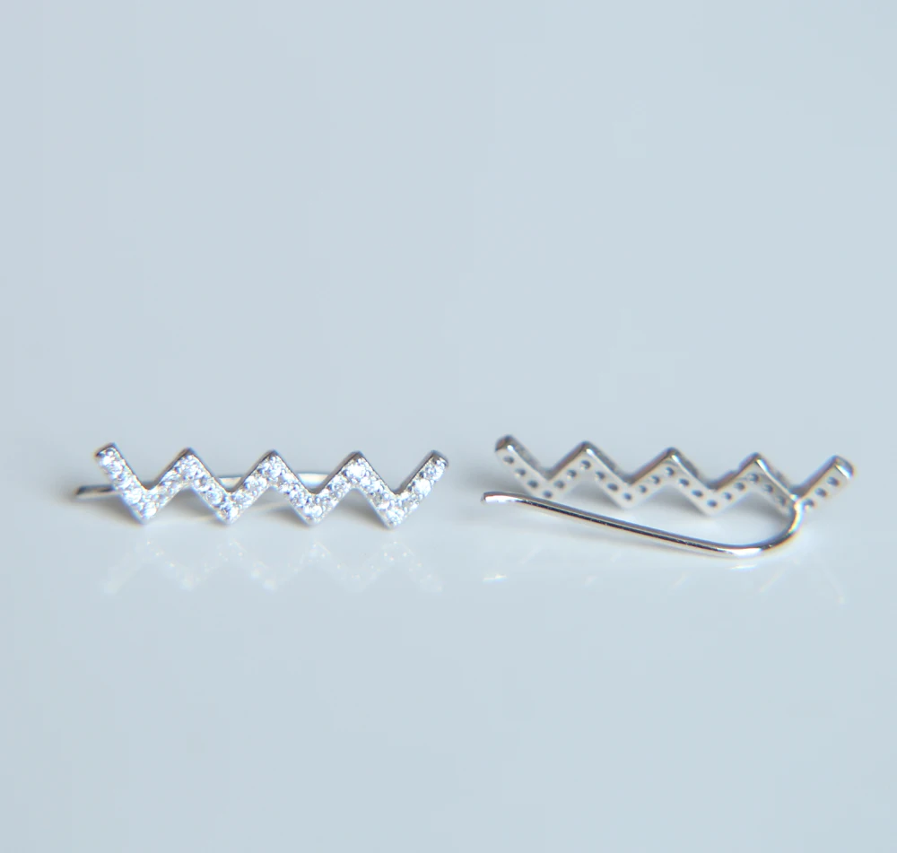 silver 3 color ear cuff earrings for women bijoux beautiful long wire stud earrings fashion jewelry 925 sterling silver