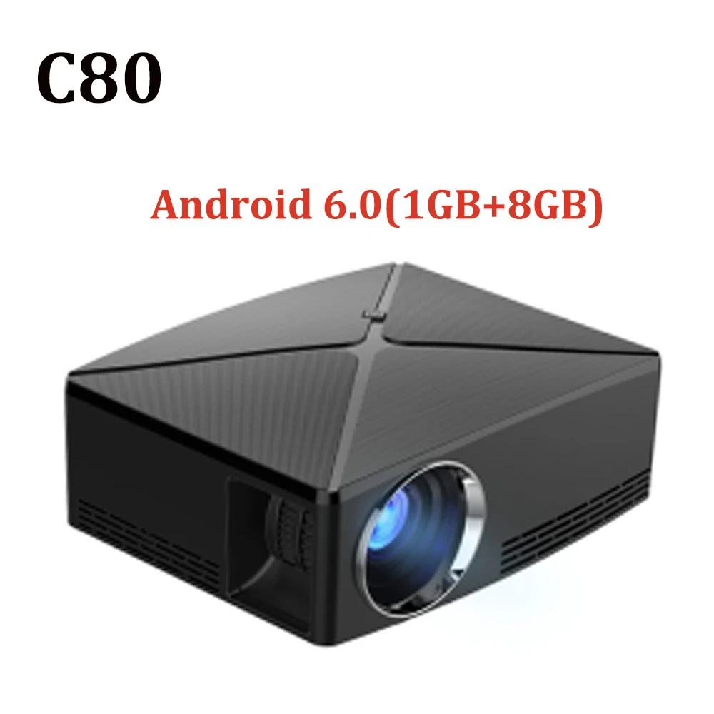 C80 мини-проектор 1280x720P Android6.0 2,4G wifi 1GB 8GB светодиодный портативный проектор C80UP Bluetooth 4,0 3D проектор для 4K домашнего кинотеатра