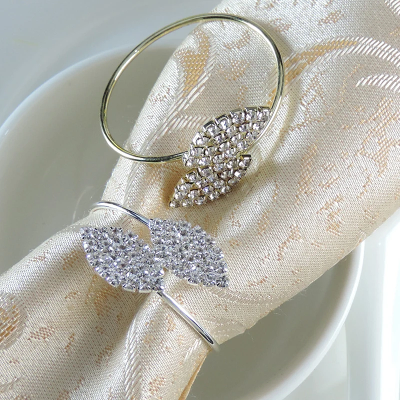 12PC Nordic Fine Dining High-end Napkin Ring Small Grass Leaf Wedding Supplies Buckle Hollow-carved Design | Дом и сад