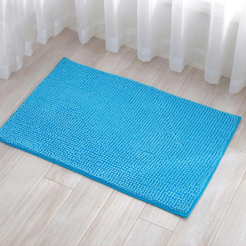 Short-Haired Chenille Doormat Rug Water Absorption Carpet Kitchen Bathroom Carpet Floor Mat for Living Room Anti Slip Bath Mat - Цвет: Sky Blue