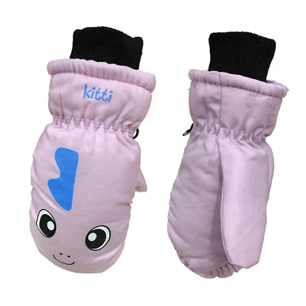 Pink Children's Ski Gloves Thickening Warm Children Gloves Lovely Waterproof And Windproof Sports Gloves - Цвет: Pink