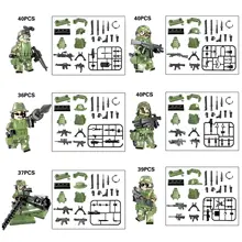 Строительные блоки военные полицейские команды набор спецназа оружие модели комплекты кирпичей Коллекционные Фигурки игрушки для детей TBS75-80