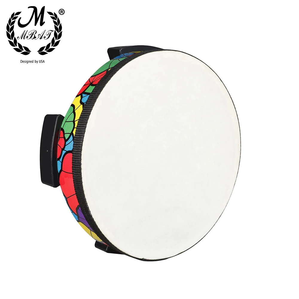 MBAT Ground Drum Sheepskin Applique Tambourine Hand-held Percussion Instrument Kids Musical Gift Child Educational Toy
