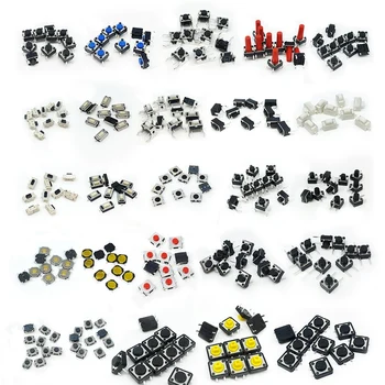 

25 Types/Lot Assorted Mini Push Button Tact Switch Reset Mini Leaf Switch SMD DIP 2X4 3X6 4X4 6X6