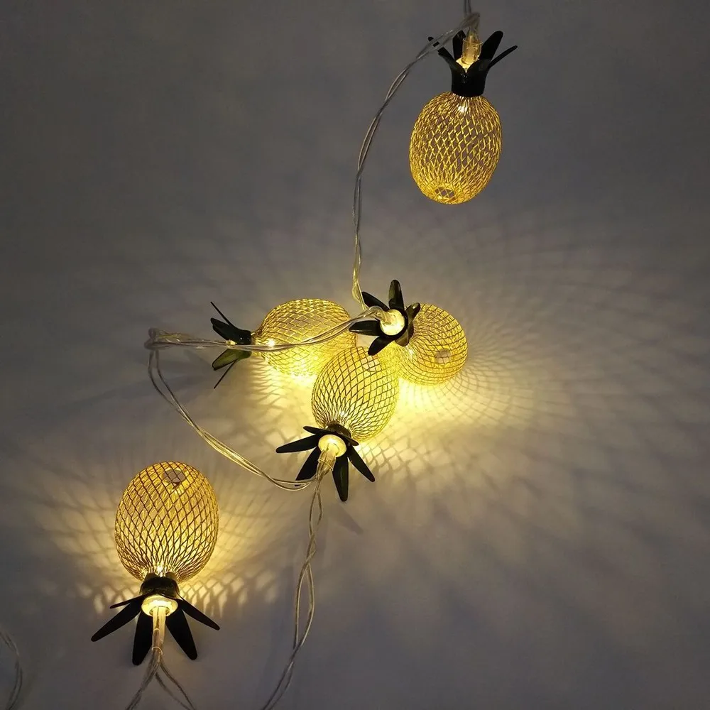 

Battery Powered Pineapple LED String Light Wrought Iron Pineapple String Lamp Christmas Garden Party Decoration Lantern Pendant
