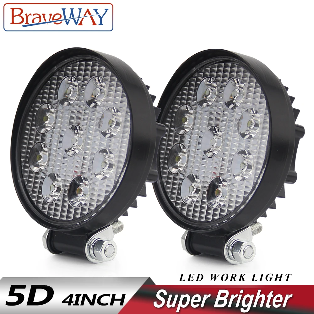 BraveWay 5D 4 3 дюйма 27 Вт точечная Светодиодная рабочая лампа Светодиодный луч для