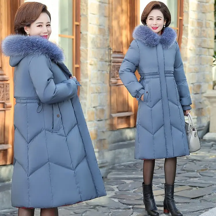 

Mom Fall And Winter Clothes Coat Mid-length Western Style Large Size Middle-aged WOMEN'S Cotton-padded Clothes New Style Middle-