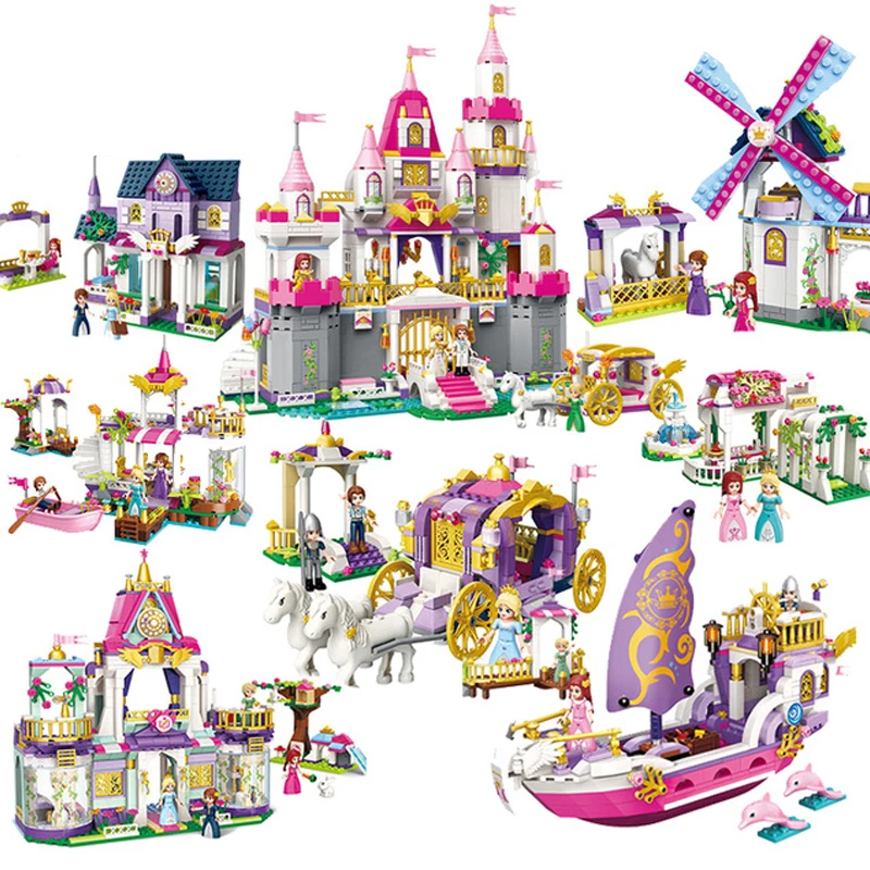

QWZ City Girls Angel Castle Celebration Building Blocks Sets Compatible Legoes Bricks Model Kids Gifts Children Toys Friends