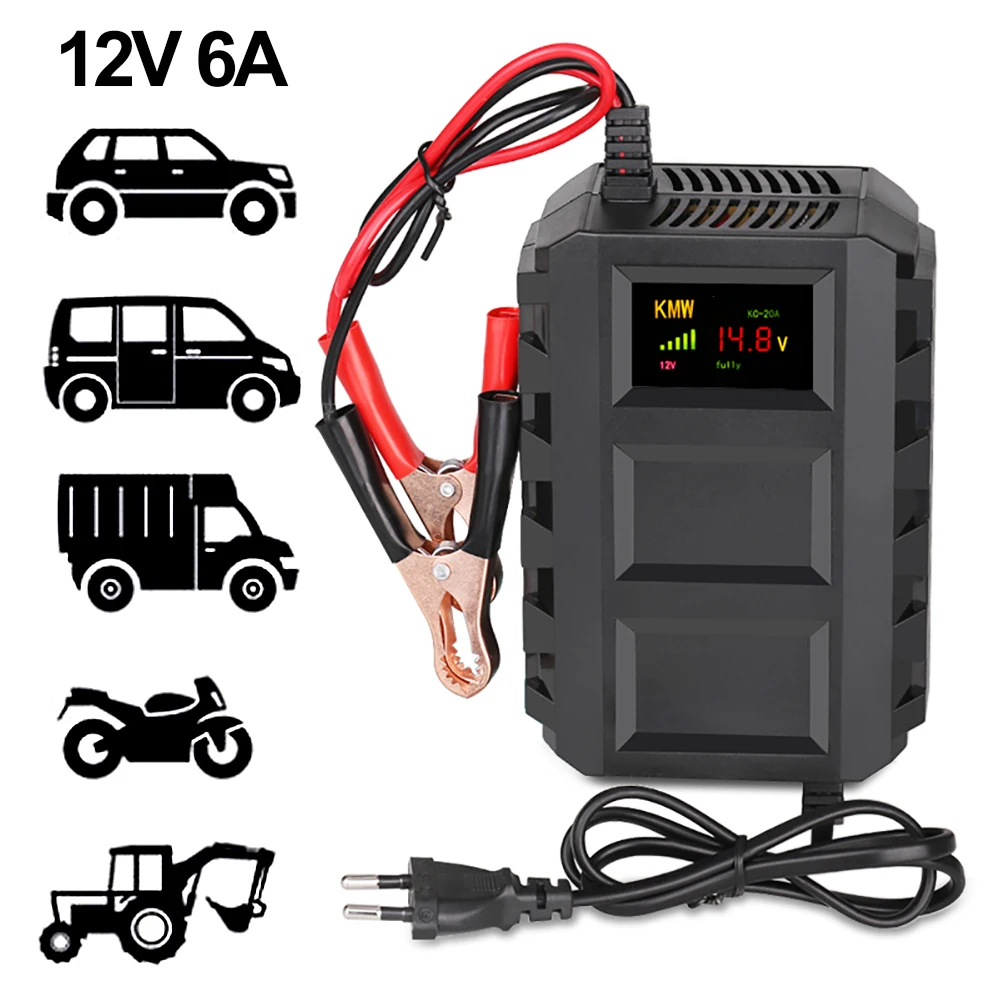 

Car Battery Charger ,12V 10A Smart Battery Maintainer LCD Display with Multiple Protectors,Crocodile Clip in Pure Copper for Car