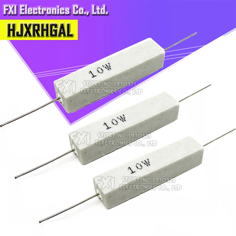 Cement Resistor 10pcs 5W 10W BPR56 Cement resistance 0.1 ~ 10k ohm 0.33R 1R 10R 100R 0.22 0.33 1 10 100 1K 10K ohm Cement resistor igmopnrq