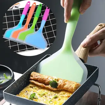 

High Temperature Non-stick Silicone Pan Spatula Kitchen Tool Cooking Utensil For Fry Egg Cooking Steak Frying Spatula Food Grade