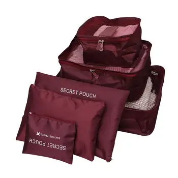 

6Pcs Waterproof Travel Storage Bags Clothes Packing Cube Luggage Organizer Pouch (Claret)