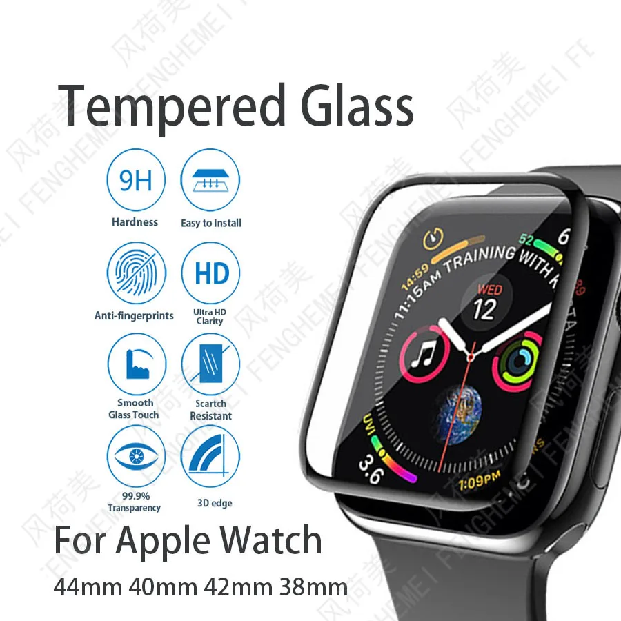 FENGHEMEI 3D закаленное стекло для Apple Watch Series 4 3 2 1 Защитная пленка экрана часов 44 мм 40 38