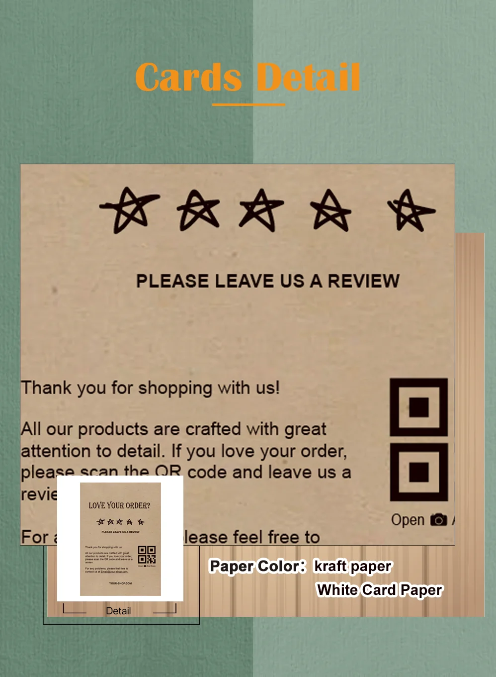 50Pcs Kraft paper Feedback Cards Packaging Inserts for Sellers and  Printable Review Cards 10X14cm Please leave us 5 stars review|Business Cards|  - AliExpress