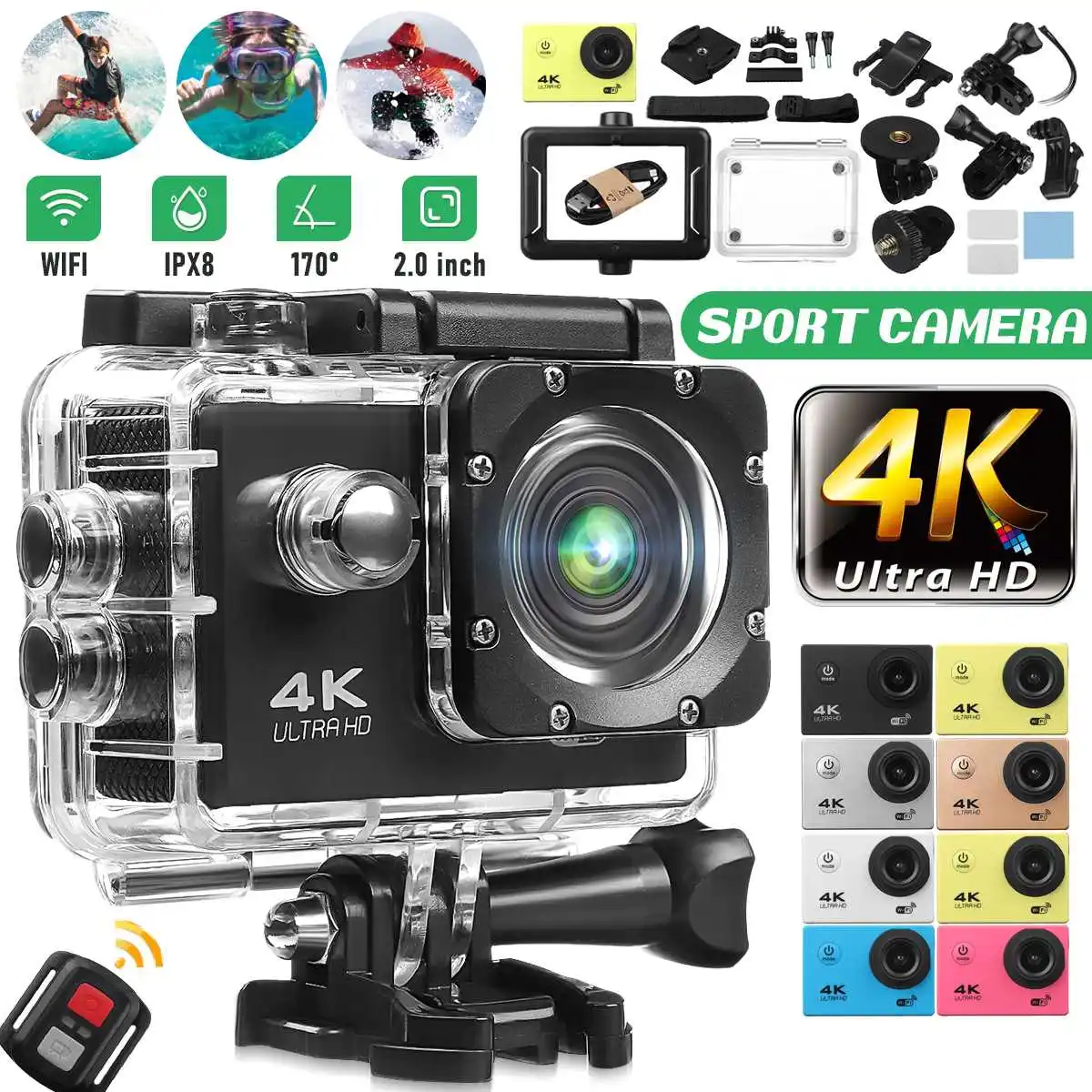 H9R Action Camera Ultra HD 4K / 30fps WiFi 2.0" 170D Underwater IPX8