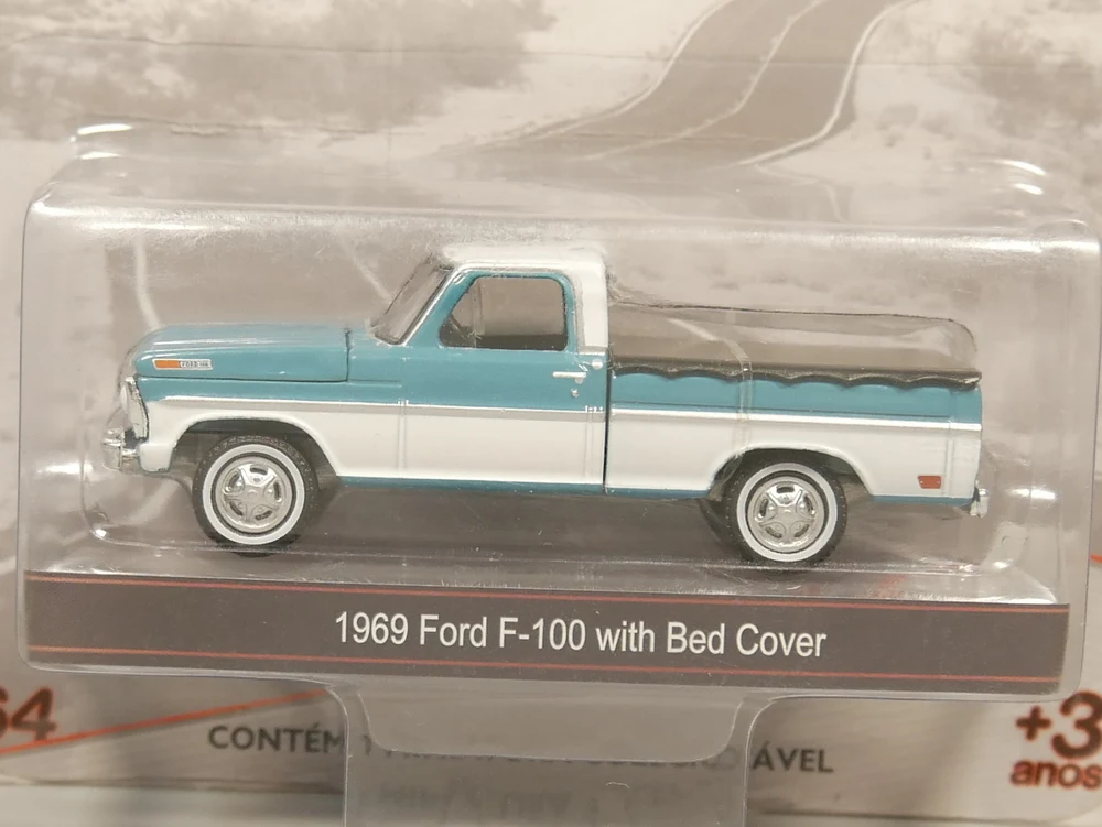 Greenlight 1: 64 1969 Ford F-100 с крышкой кровати литой модельный автомобиль |