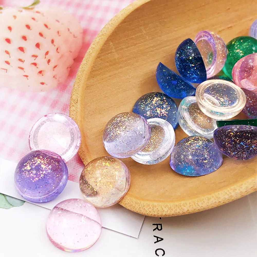 

20pcs10m Resin Round Ring Face Flat Starry Sky Illusion Earrings Accessories Hairpin Hairpin Inlaid Handmade Diy Materials