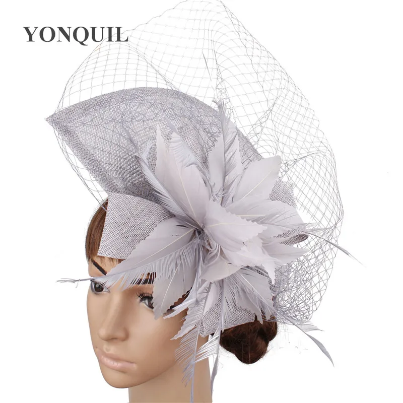 Новое поступление свадебная прическа шляпка-Вуалетка вуаль с перьями цветок женская заколка для волос вечерние замужние гоночные головные уборы SYF31