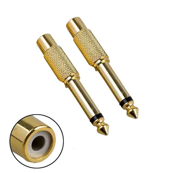 

2pcs Gold Plated 6.35mm 1/4" Male Mono Plug to RCA Female 6.5mm Jack Audio Stereo Adapter Connector Plug Converter Sound Mixer