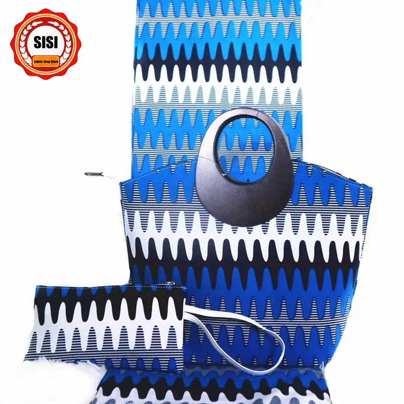 SISI комплект из обуви в африканском стиле с принтом ткани женские два воск сумочка в комплекте 6 ярдов/за штуку батик ткань, Африканский воск комплект с сумкой для вечерние