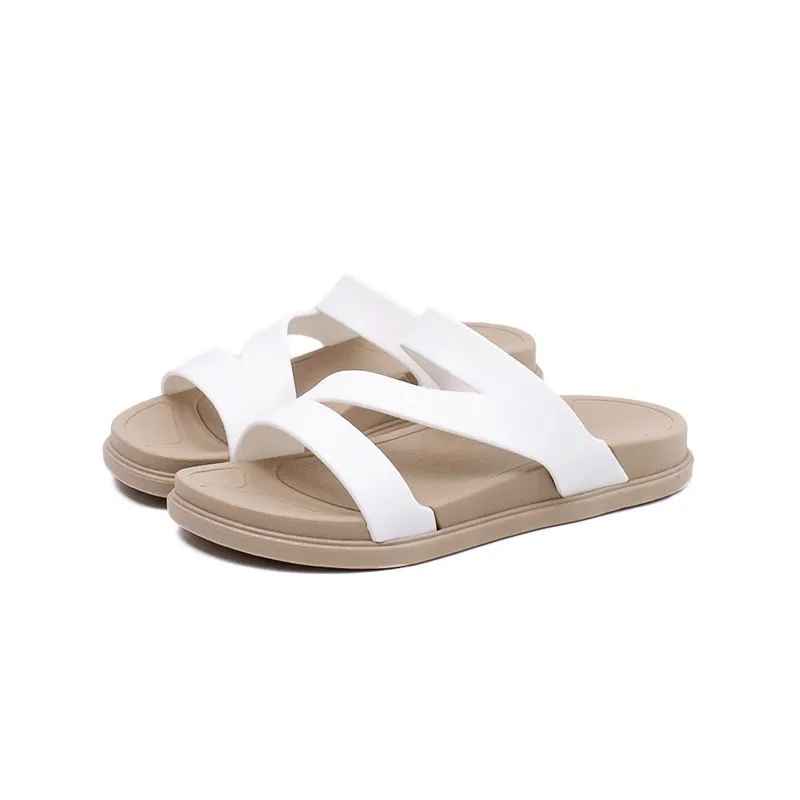 

2019New Sandals and Slippers Casual Sandals Women's Fashion Flat Bottom Rome Slippers Solid Color Flip Flop Zapatos De Mujer