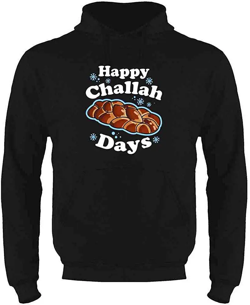 Веселая толстовка с капюшоном с надписью Happy Challah Days Hanukkah для мужчин, унисекс, мужская толстовка с капюшоном