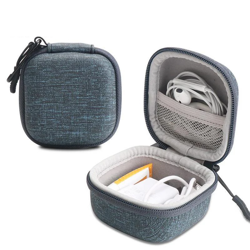 

Hard Zipper Mini Earbuds Earphone Case For BlueBuds Leather Case In-ear Bluetooth Earphone Bag Charger Organizer