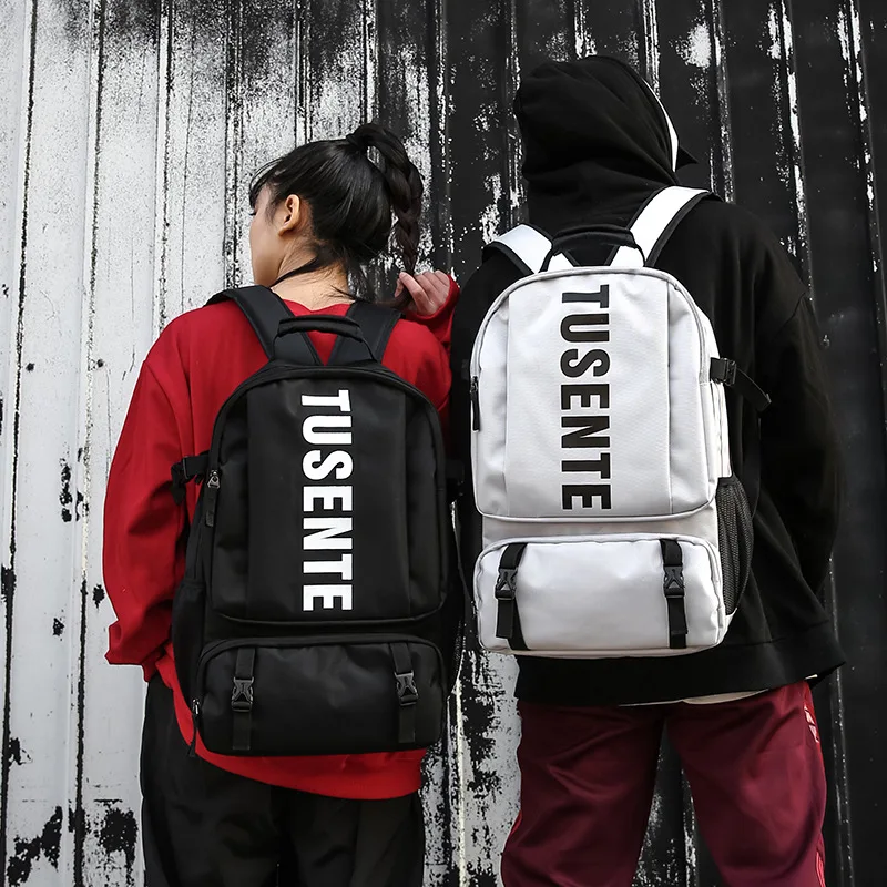 

Simple Trendy Men Street Letter Backpack Teenagers Unisex All-match College Cloth Bag Casual Durable Couple Bags Mochila DF504