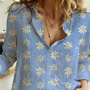 

Floral Print Plus Size Women's Shirts Turn-down Collar Single Breasted Tops Clothes 2020 Autumn Casual Female 3XL Button Shirt