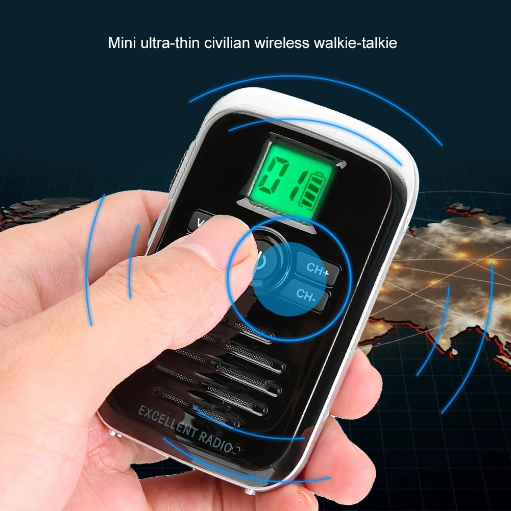 Q3 FM ABS Мини Беспроводная рация 110-240V 400-470 МГц Водонепроницаемый ультра-тонкий 2-передающая радиоустановка