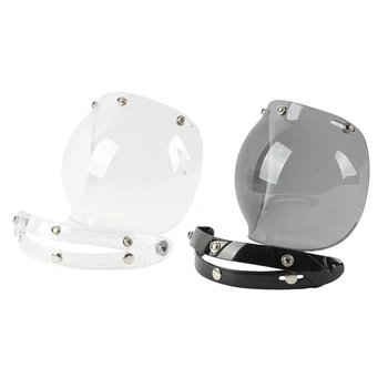 

3-Snap Bubble Shield Visor Street Motorcycle Helmet Accessories with Removable Flip Adapter Universal