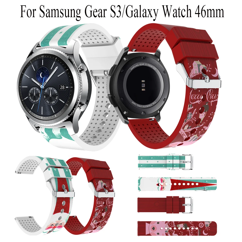 

Fashion Silicone Band Wristbands for Samsung Gear S3/Galaxy Watch 46mm Deer town Santa Claus Original New 22mm bracelet strap