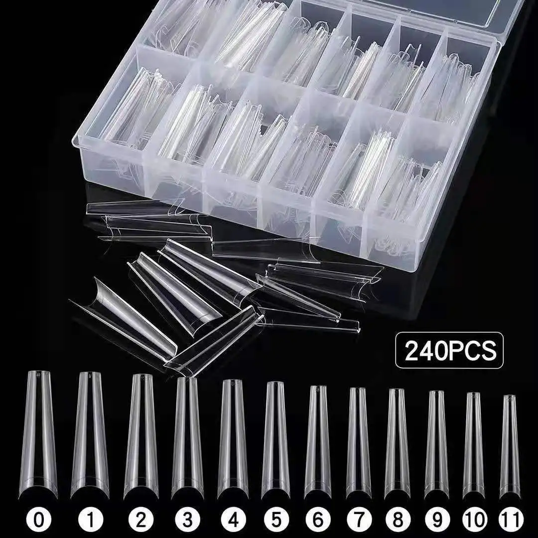 Acrylic False Nail Tips XXL Long Straight Square Shape With Box Extra Long XL C Curve Tips Half Cover Nail Tip Manicure Tool