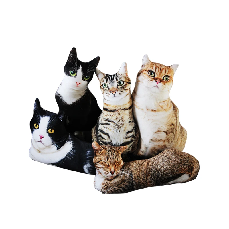 1PCS 50CM 3D Simulation Cat Plush Stuffed Soft Pillow Cute Lifelike Dog Sofa Bedroom Cushion Kids Toys Home Decoration Gifts 2