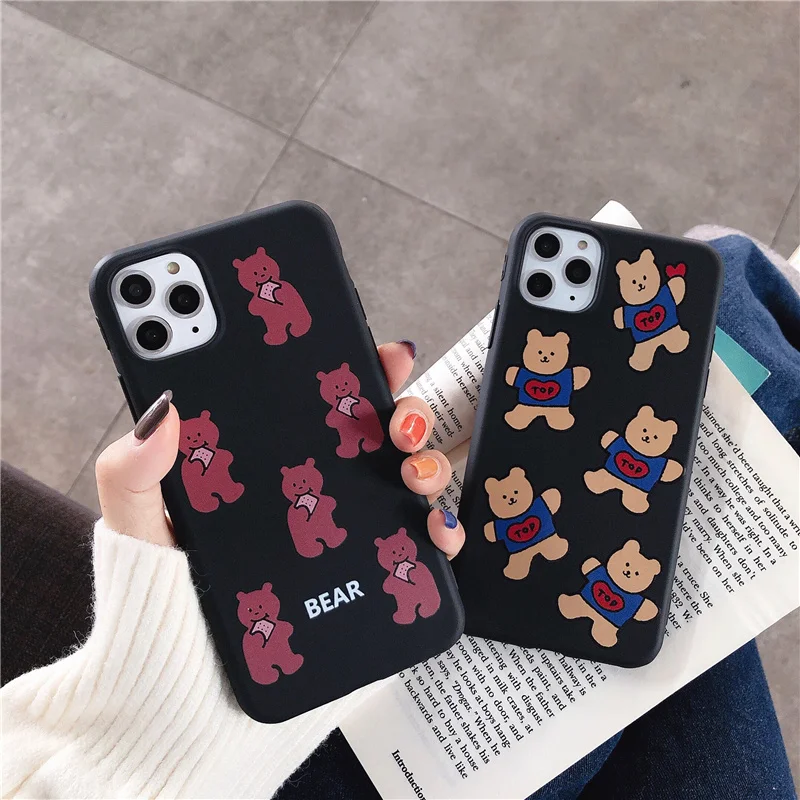 

Cookie bear silicone soft case for phone iphone 11 Pro XS Max X XR 7 8 6 6S Plus love heart bears matte thick telephone funda 10