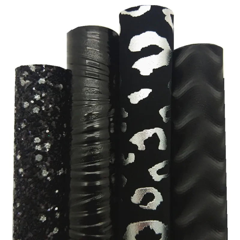 Радужная черная блестящая кожа Winkles серебряный леопард Синтетическая полосы
