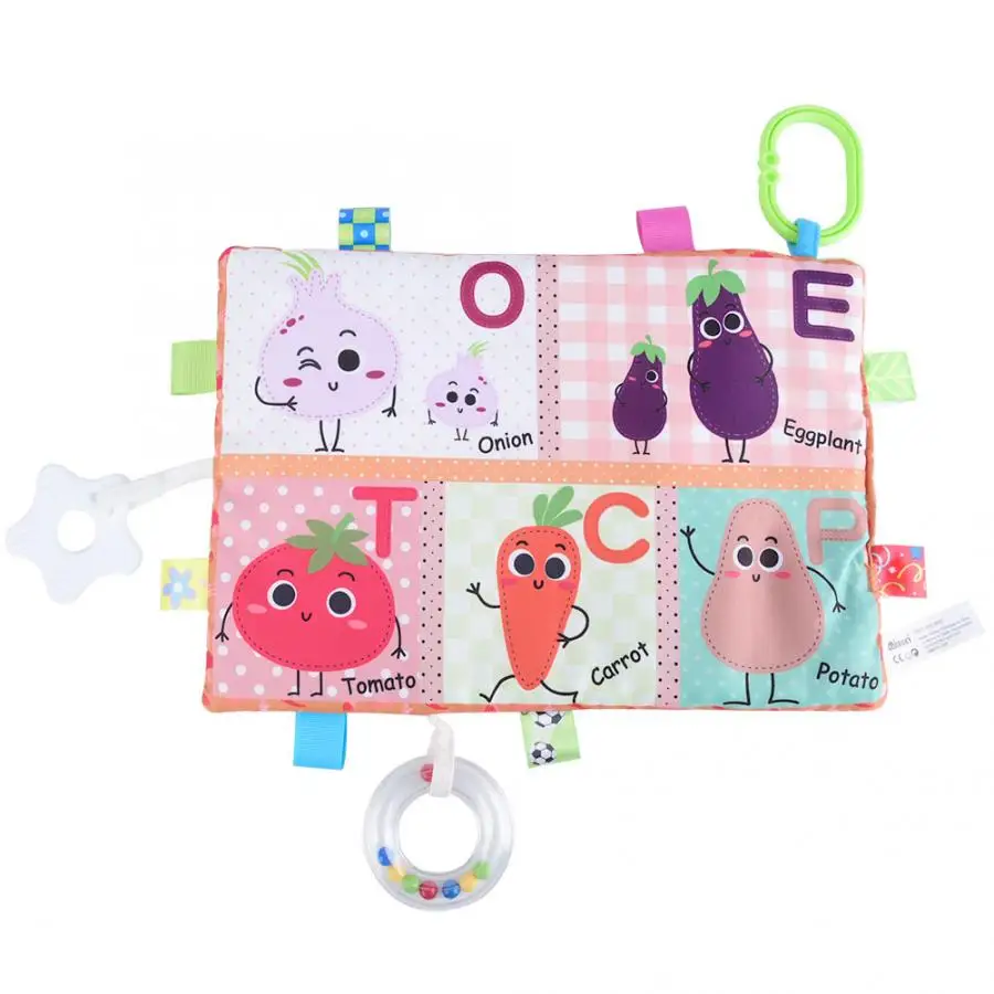 Vegetables Baby Appease Towel Newbron Infant Comforting Appeasing Soothing Calm Pacify Towel Sound Paper Blanket With Teether Toy - Color: Vegetables