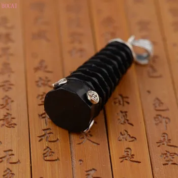 

S925 Sterling Silver new pop Pendant Silver Jewelry Buddhist stupa new evil ebony